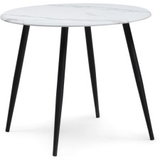 Wooden abylin table metal, white marble/black 90x90x76 cm