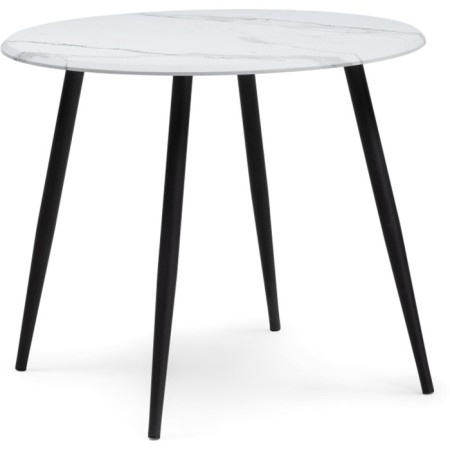 Wooden abylin table metal, white marble/black 90x90x76 cm
