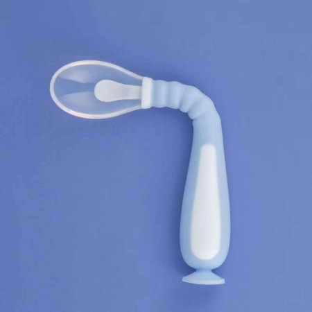 Spoon silicone nursery on a suction cup, in a container, blue color-1