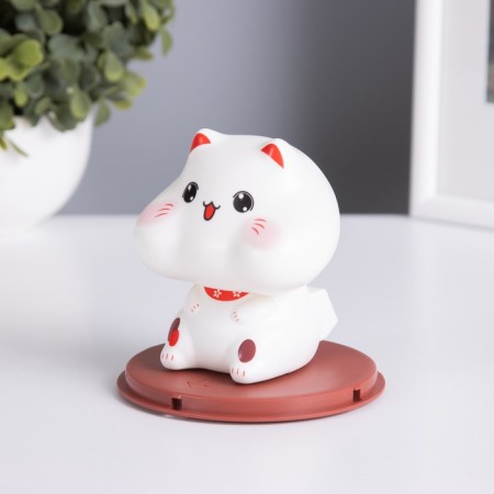 Plastic pendulum from the solar battery "Cat Mani-Neko with puffy cheeks" 10x10x10.3 cm-3