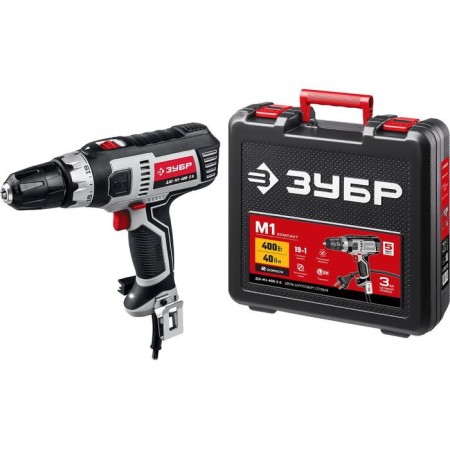 Drill screwdriver "Zubble" DSh-M1-400-2 K, 400 W, 450-1800 rpm, 2 speeds, case, 3 m