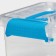 Storage container, cover with a handle on the latch, plastic, 1.35 l, 18.5 × 13 × 9.7 cm, transparent/blue