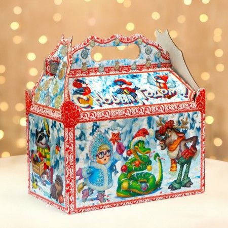 New Year. Gift box New Year's casket "Adventures begin" 21.2 x 12.3 x 22.6 cm.