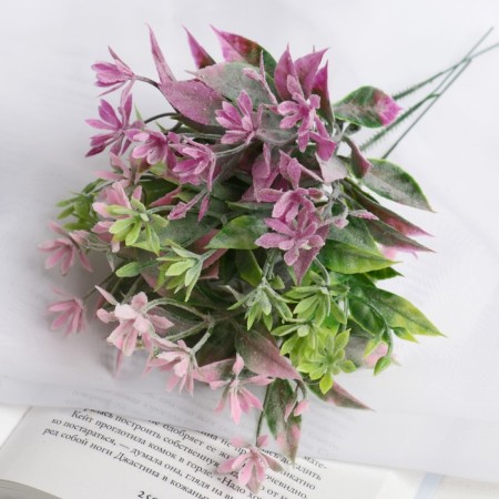Bouquet "Flowers with leaves" with spraying, 22 cm, mix-2