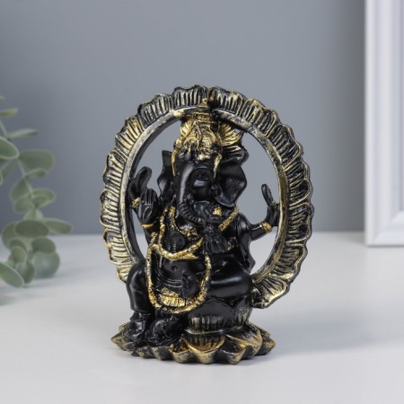 NECSK Polystone "Ganesha in the Flower" 7.5x11x12.5 cm-3