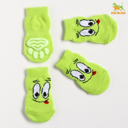 Nosks non -slip "smile", size L (3.5/5 * 9 cm), set 4 pcs, green