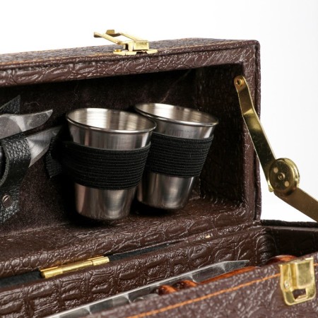 Set with skewers Gift "Elite-Xs" in a box from eco-leather No. 13-3