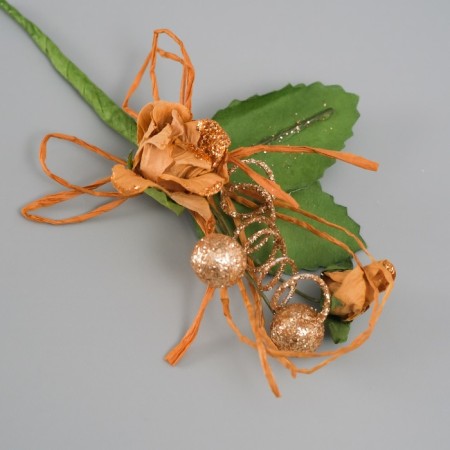 Decorative bouquet "rose" with brilliance, 5x9 cm, beige-2