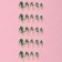 Pattern overhead nails, 24 pcs, with adhesive plates, almond shape, milk/green color