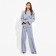 Female set (jacket, trousers) minku: Silk pleasure color gray-blue, rr 46
