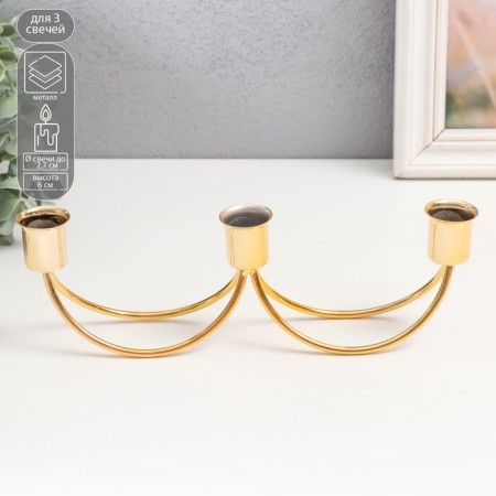 Summary Metal for 3 candles "swing" gold 8x4x26 cm