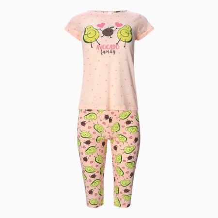 Female homemade set (T -shirt/Bridges), peach color, size 44-5