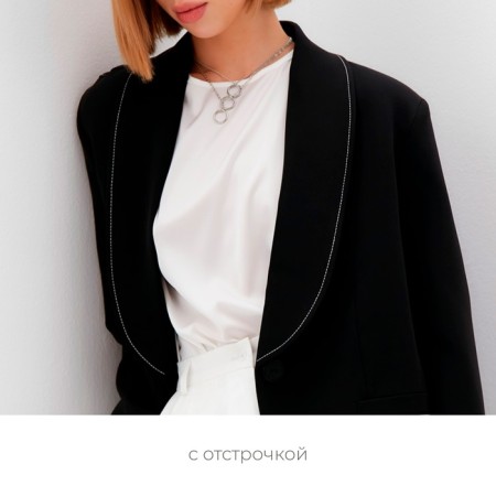 Women's jacket with a stamping minku: classic color black size 44-2