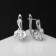 Earrings with rhinestones "Magic" bead in plexus, white color in silver
