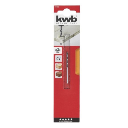 KWB wood drill, 3x61 mm, cylindrical shank, steel CR-V-1