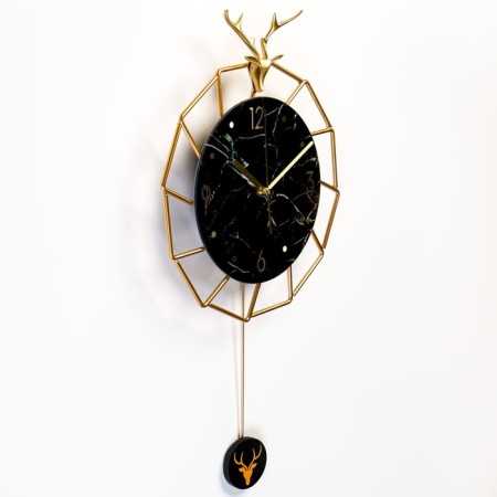 Wall clock, series: pendulum, "deer", smooth move, 30 x 54 cm-2