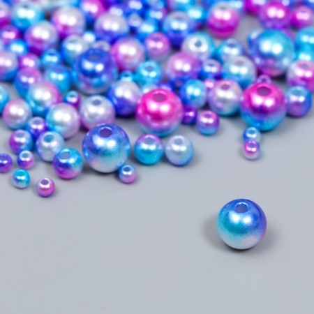 Beads for creativity plastic "Round. Gradient. Mermaid Fiolet" d = 3-8 mm, set 10 grams-1
