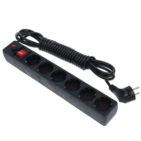 UNIVERSAL 967U-4005 network filter, 6 outlets, 5 m, 10 A, PVS 3x0.75, black