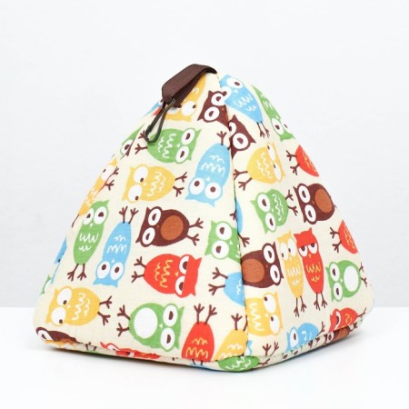 House "Vigva" for rodents, 17*17*17 cm, calico, fleece, owl-1
