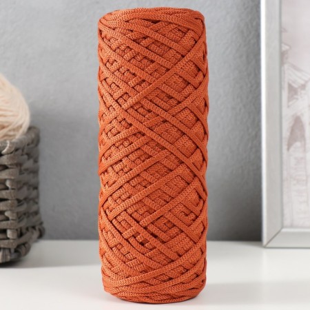 Knitting cord 100% polyester, width 3 mm 100m (terracott)