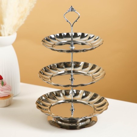 3-tier dish, d = 18/20/22 cm, silver color