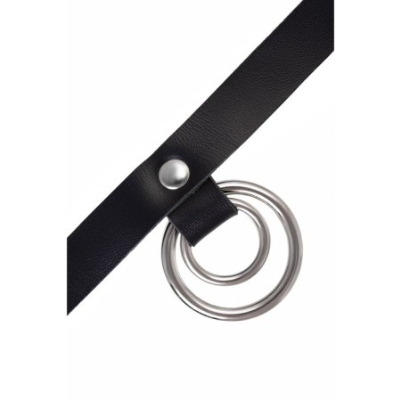 Pecado BDSM chocker-sewer, ring in the ring, genuine leather, black-5