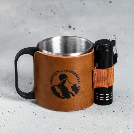Tourist mug with a flashlight "Born to conquer the peaks", 170 ml