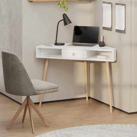 Written corner table, 800 × 800 × 760 mm, white color