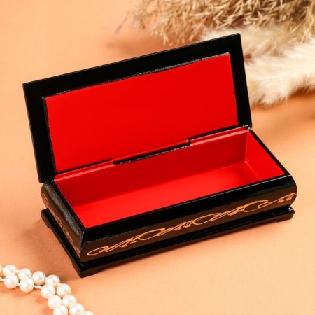 Zhostovo box, 14 × 6 cm, lacquer miniature-1
