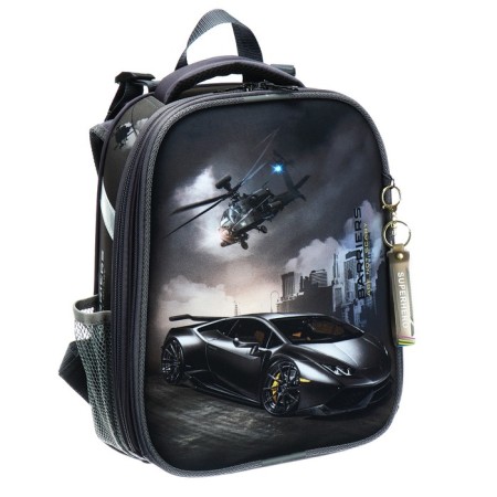 School backpack 38 x 30 x 16 cm, ergonomic back, Stavia "Auto", brown-1