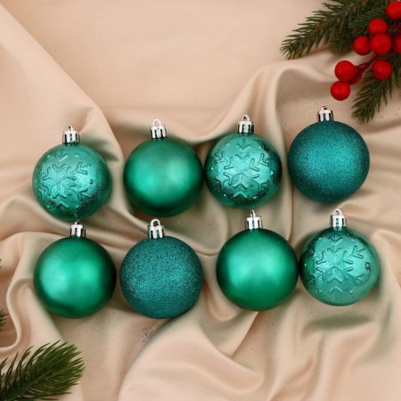 Set of balls plastic D-6 cm, 8 pcs "Emeravik Assorted" Green