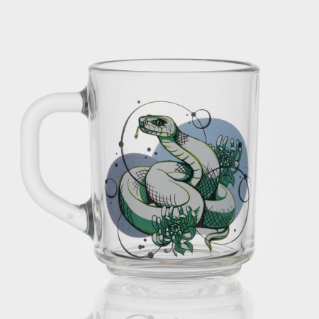 New Year's glass tea mug "Snakes", 200 ml, mix-6