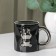 Ceramic mug with a spoon "Stylish Bear", 320 ml, black color