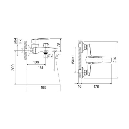 IDDIS RAY RAYSB02I02WA bath mixer, single -leaf, cast -pour 161 mm, chrome-2