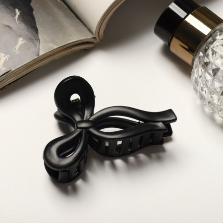 Hair crab "Classic" bow, 7 cm, black matte and glossy