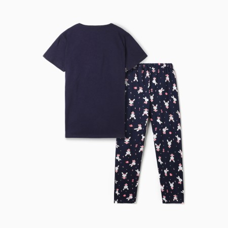 Homemade female set (T-shirt/pants), dark blue color, size 52-8