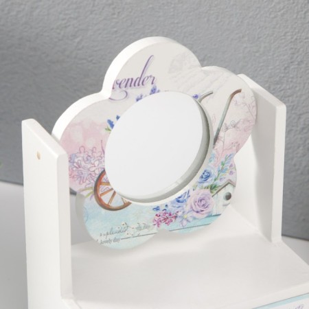 Casket wood 1 box with a mirror "Lavender trolley" 11x7.5x14.8 cm-3