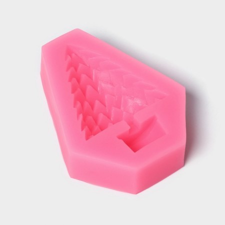 Mold "Christmas tree-igolka", silicone, 7 × 5.5 × 1.8 cm, pink color-1