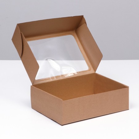 Self -assembly box with a window, brown, 31 x 22 x 9.5 cm-2
