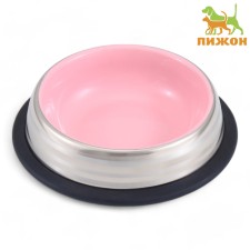 A bowl with a non-slip base, 225 ml, silver-pink
