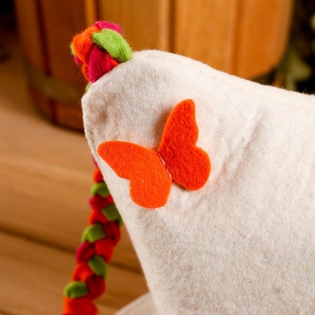 Hat for the bath "Butterflies" with pigtails, children's-1