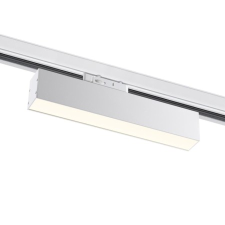 The lamp is a three -phase track LED Novotech. Iter, 18W, LED, 94x268x36 mm, white color