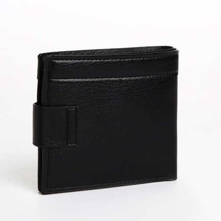 Male purse for magnet, department for bills, for maps, for coins, black color-1