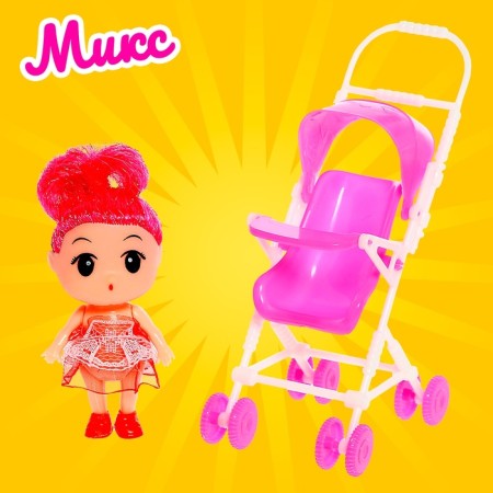 Baby doll "Alina" with a stroller, color mix-5
