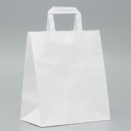 Craft bag without printing, white, flat handle 24 x 14 x 28 cm