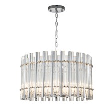 Suspended Indigo, 12025/7p Chrome. 7x40W, E14, 600x600x375/1575 mm, transparent color