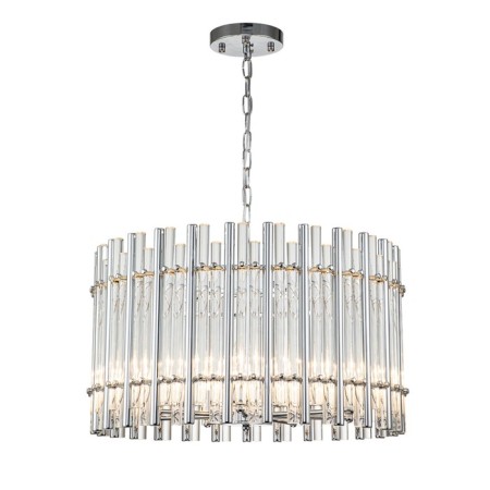 Suspended Indigo, 12025/7p Chrome. 7x40W, E14, 600x600x375/1575 mm, transparent color