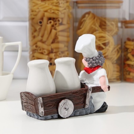 Ceramic set for spices "Cook with a cart", 2 items: Solonka, List, 60 ml-1