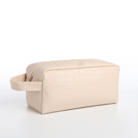 Cosmetic bag with zipper, dairy color