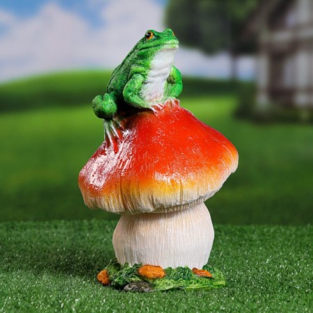 Garden figure "Mushroom with a frog" 24x14x14cm-2
